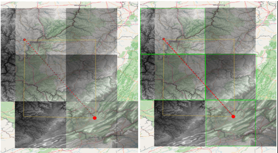 Line segment intersection with tile boundaries
